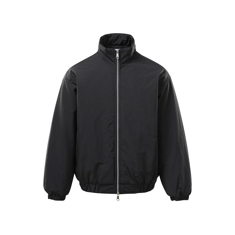 Unisex Boxy Zip Blouson Jacket with windproof microfiber cover, high stand-up collar and two-way zipper EVA-US