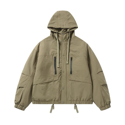 Men's technical hooded parka with water-repellent zippers, kangaroo pockets, and drawstring EVA-US