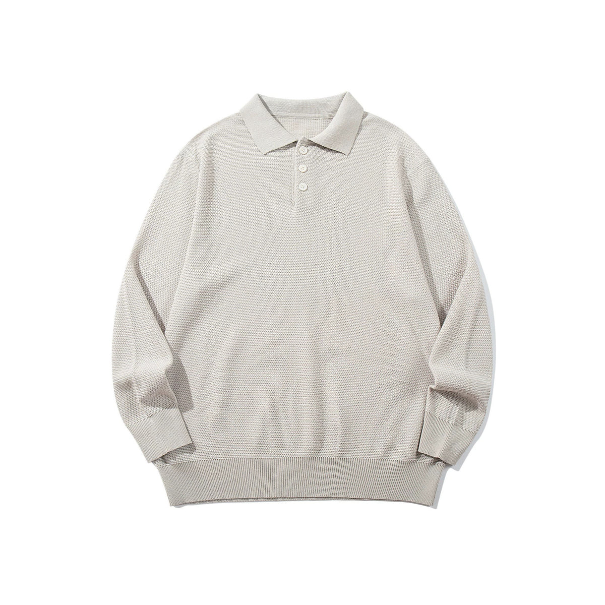 Unisex Waffle Knit Polo in Relaxed Fit with Triple Button Placket and Ribbed Hem EVA-US