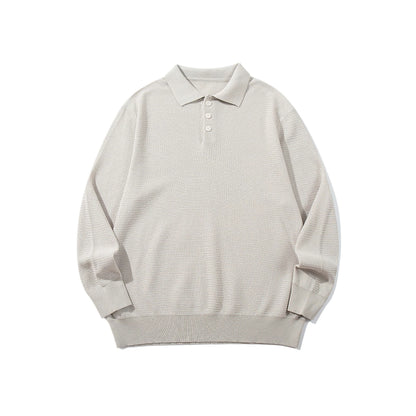 Unisex Waffle Knit Polo in Relaxed Fit with Triple Button Placket and Ribbed Hem EVA-US