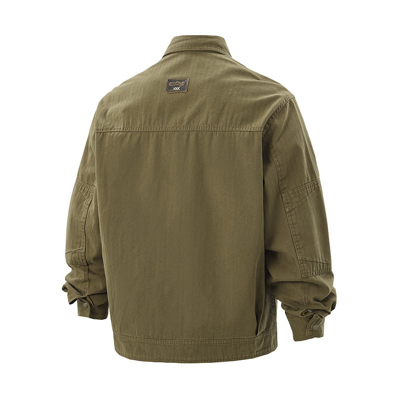 Men's robustly crafted worker chore jacket made of canvas with patch breast pockets EVA-US