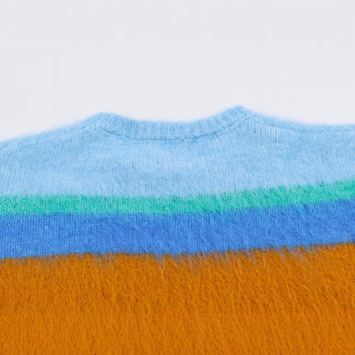 Women's Oversize Mohair-Look Striped Sweater with Round Neckline EVA-US