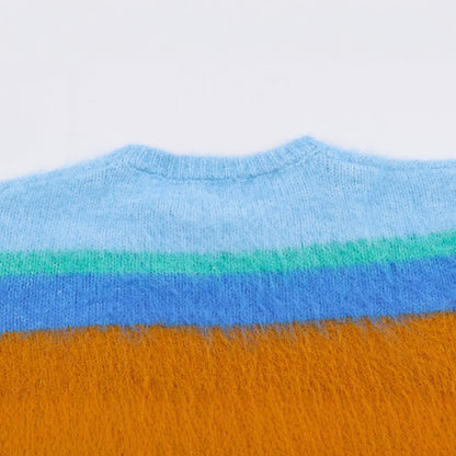Women's Oversize Mohair-Look Striped Sweater with Round Neckline EVA-US