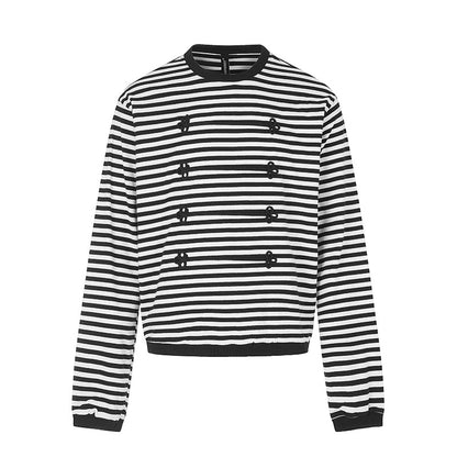 Women Striped Sweatshirt with Maritime Knot Applications EVA-US