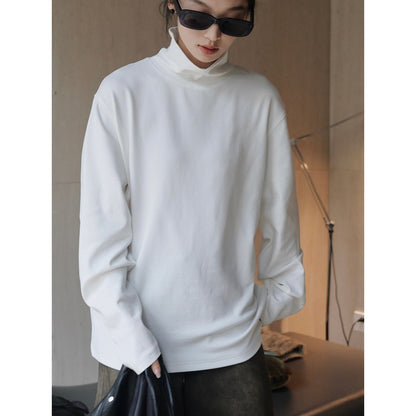 Women's Oversized Sweatshirt with High Roll Neck and Dropped Shoulders EVA-US