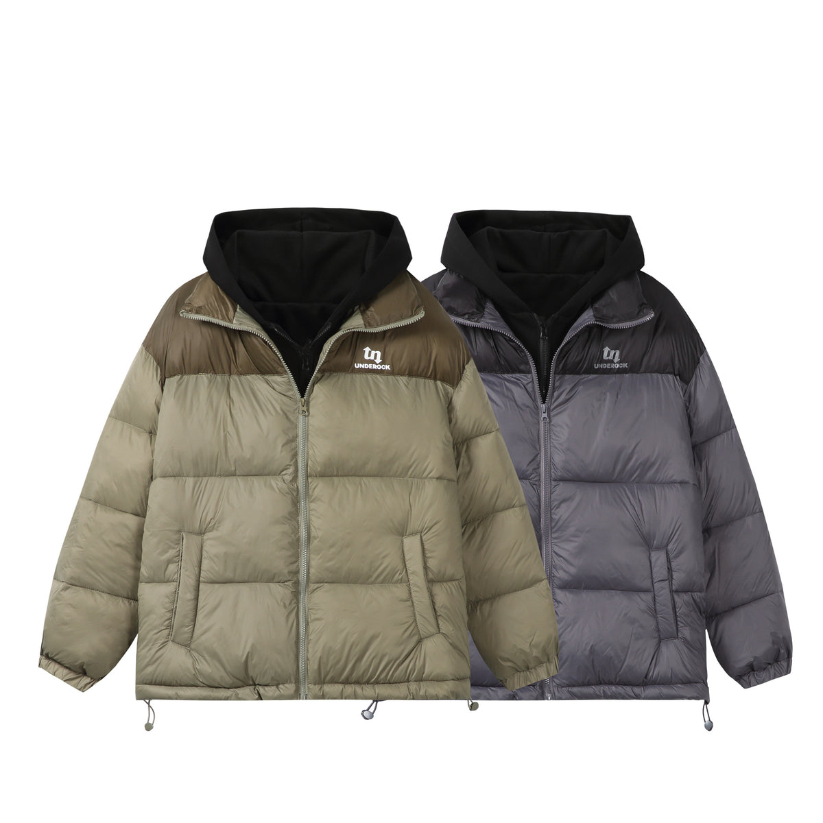 Unisex Short Cut High-Loft Puffer Jacket with Internal Hood and Drawstring Hem EVA-US