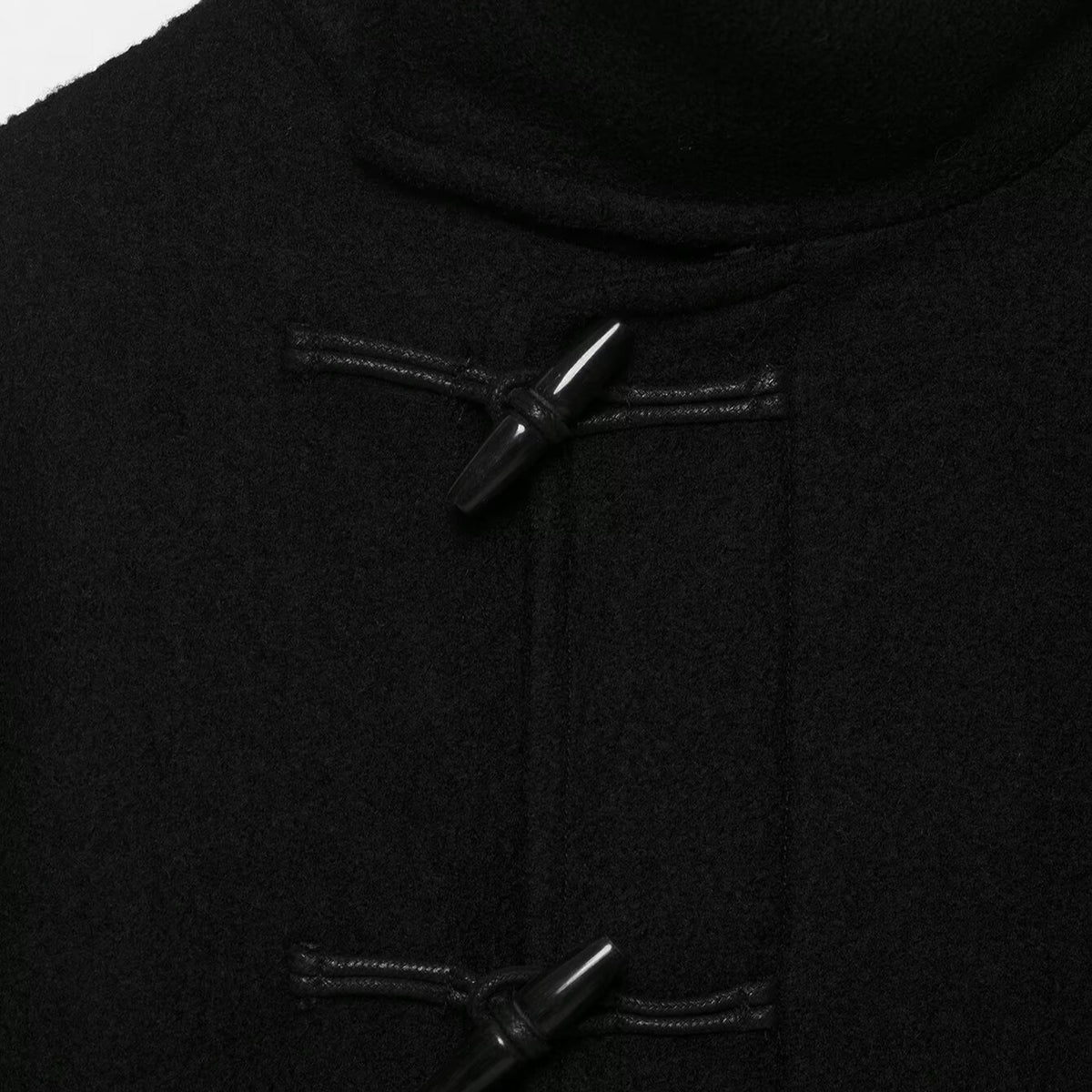 Women Short Duffle Cape Jacket with Stand-up Collar, Toggle Closures and Waist Belt EVA-US