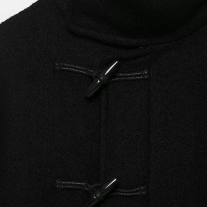 Women Short Duffle Cape Jacket with Stand-up Collar, Toggle Closures and Waist Belt EVA-US