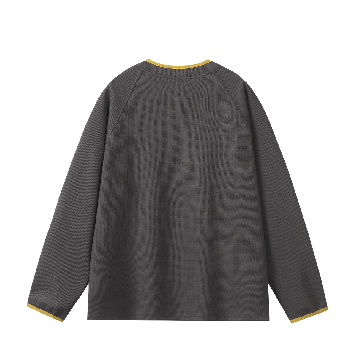 Unisex Relaxed-Fit Waffle Knit Half-Zip with Concealed Chest Pocket and Raglan Sleeves EVA-US