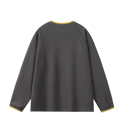 Unisex Relaxed-Fit Waffle Knit Half-Zip with Concealed Chest Pocket and Raglan Sleeves EVA-US