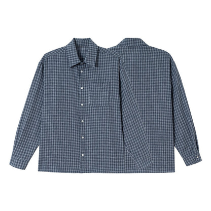 Men's Boxy Check Overshirt with Boxy Cut, Chest Pocket, and Light Flannel Texture EVA-US
