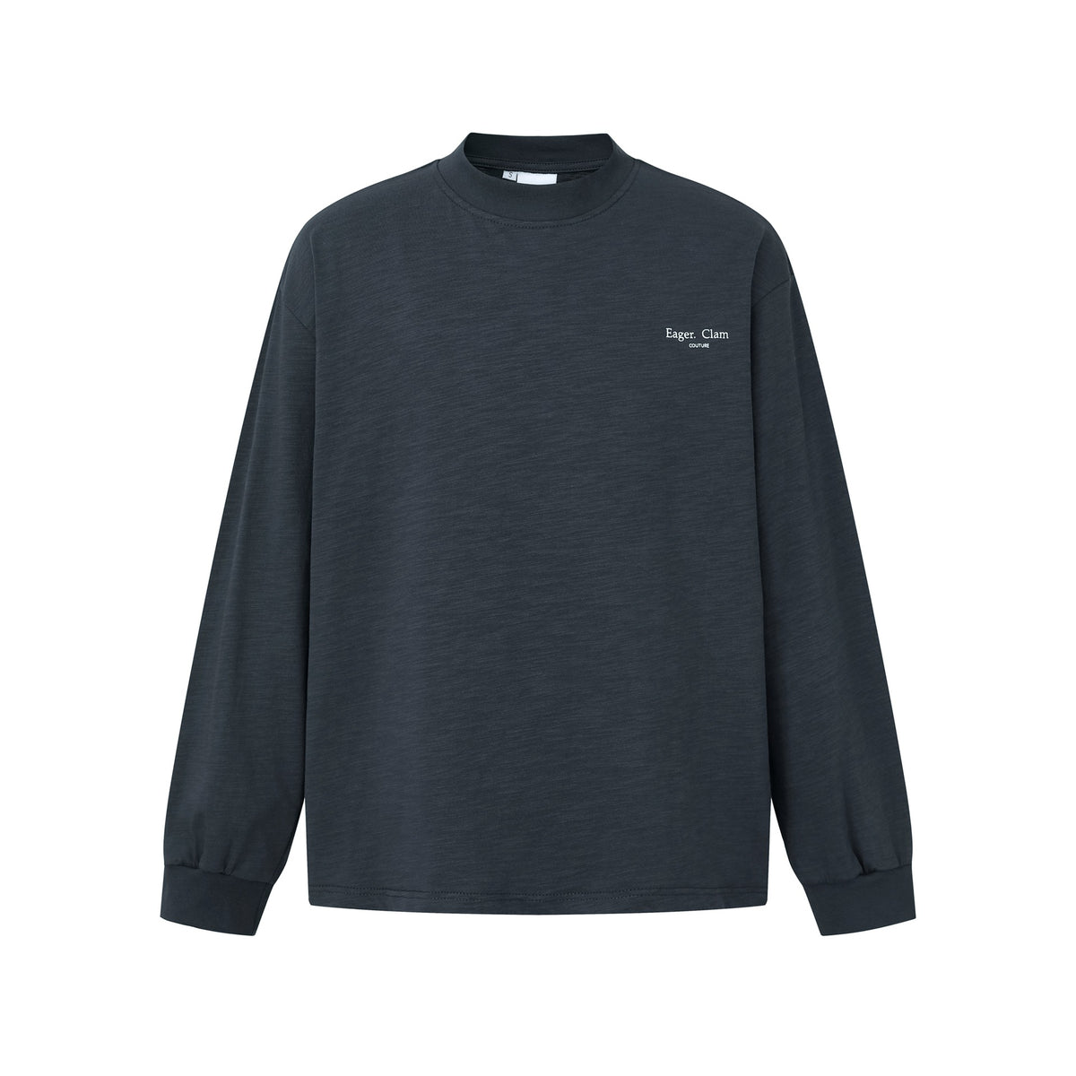 Unisex Oversize-Longsleeve Shirt with Slub Cotton and Half-High Roll Neck EVA-US