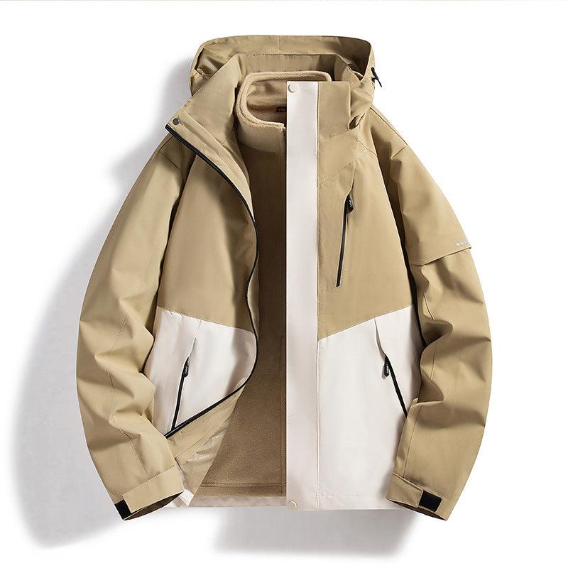 Men's Two-Tone Wind and Water-Repellent Softshell Jacket with Hood EVA-US
