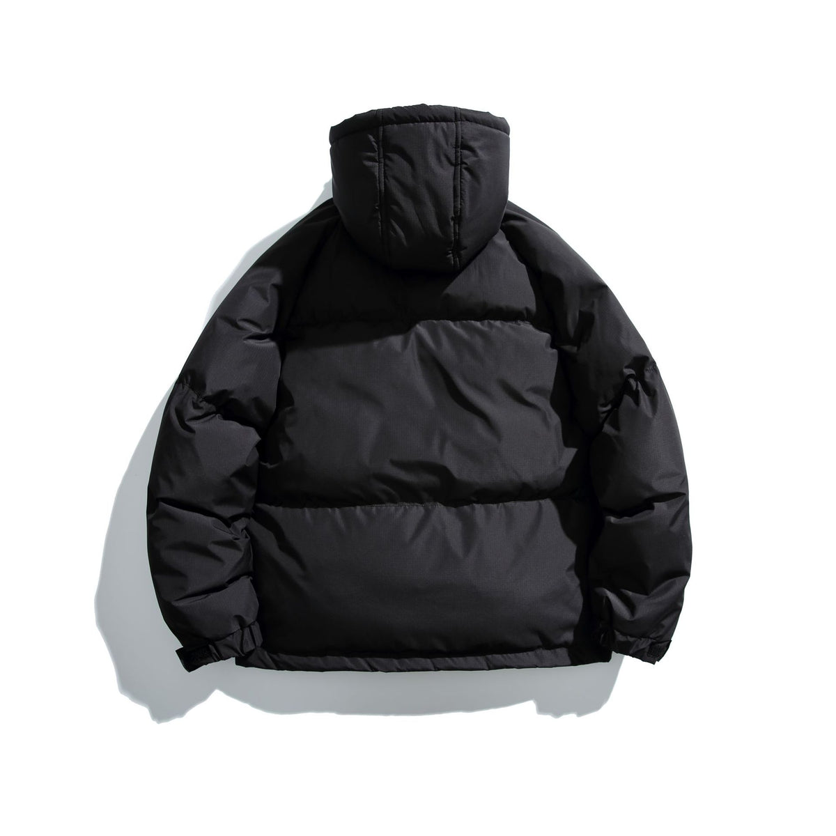 Unisex Short Cut Boxy Puffer with Hood, Contrast Stripes and Large Flap Pockets EVA-US