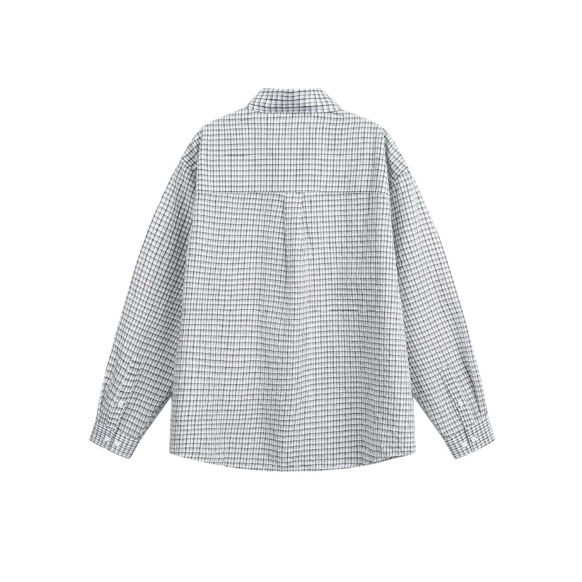 Unisex Relaxed-Fit Cotton Blend Checked Shirt with Chest Pocket and Fine Grid Structure EVA-US
