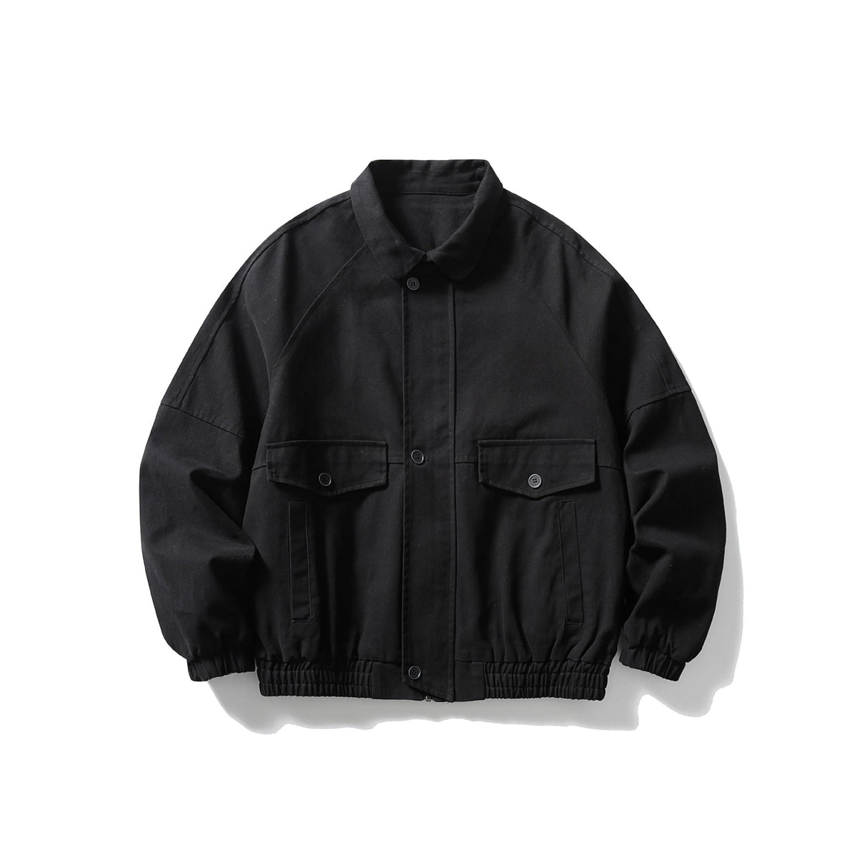 Unisex Boxy Canvas Blouson Jacket with Patch Pockets and Elastic Hem EVA-US
