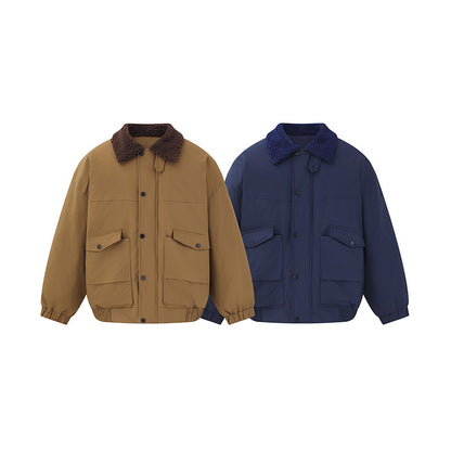 Men's Windproof Boxy Bomber in Workwear Style with Teddy Collar EVA-US