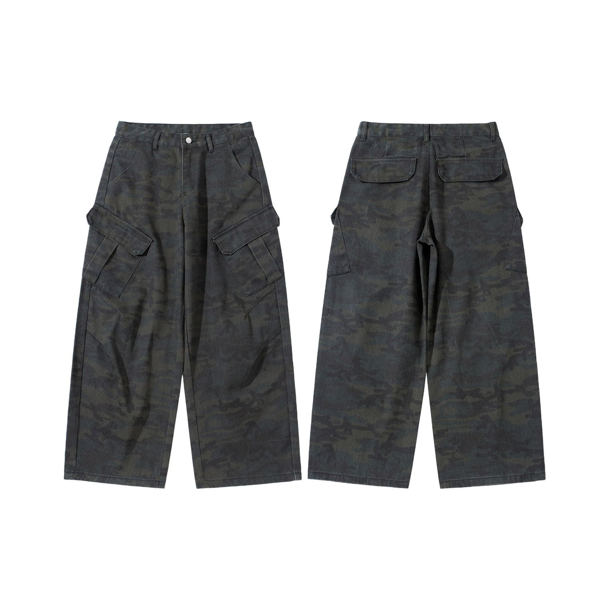 Women High-Cut Cropped Cargo Pants in Utility Style with Large Flap Pockets EVA-US
