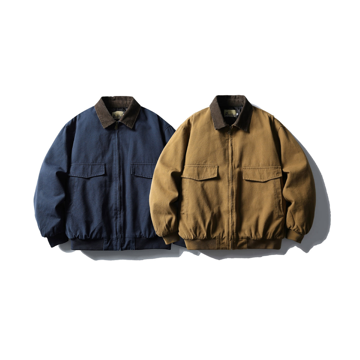 Men's Robust Canvas Jacket with Cord Collar and Utility Pockets EVA-US