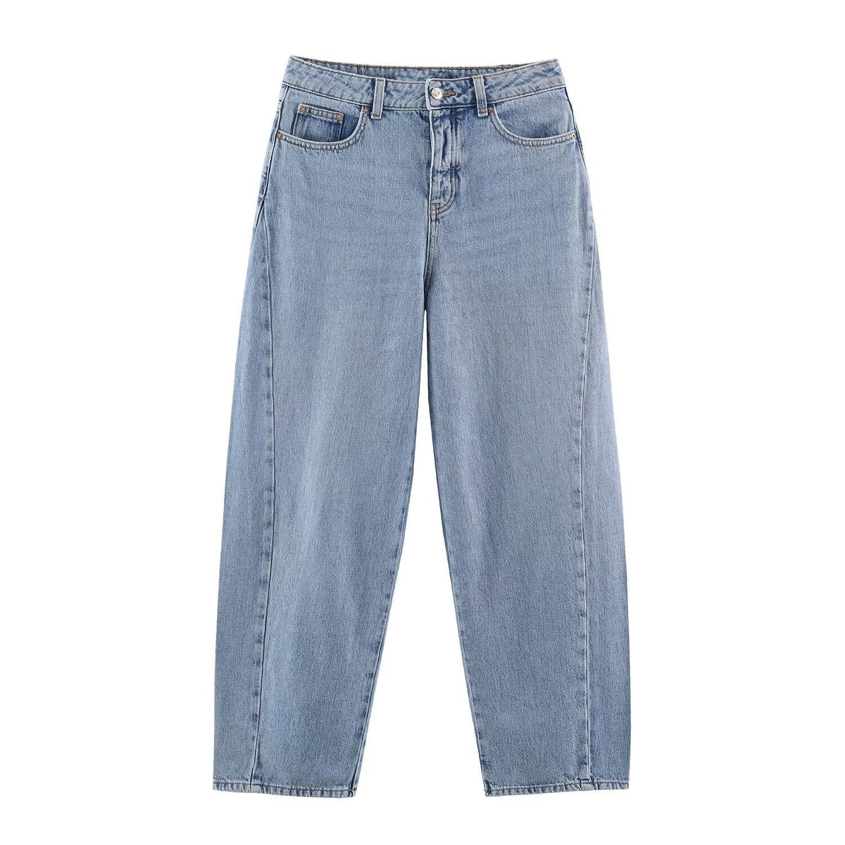 Women's high-waisted wide jeans with straight leg and cropped length EVA-US