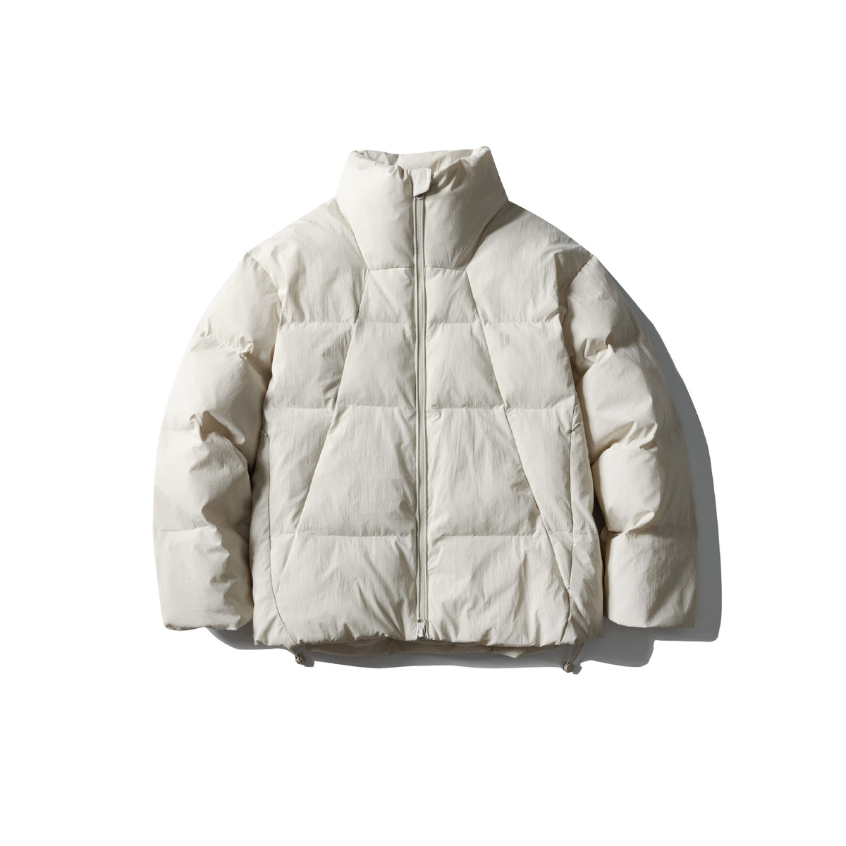 Unisex short-cut square quilted puffer jacket with high funnel collar and adjustable hem EVA-US