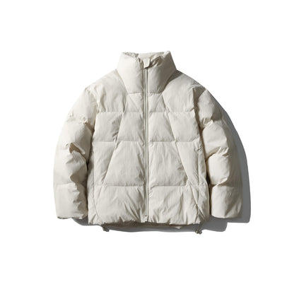 Unisex short-cut square quilted puffer jacket with high funnel collar and adjustable hem EVA-US