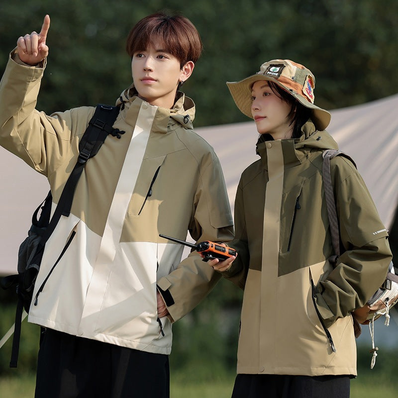 Men's Two-Tone Wind and Water-Repellent Softshell Jacket with Hood EVA-US