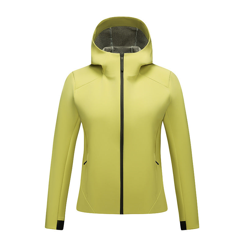 Women's softshell jacket with hood, tailored and windproof outdoor jacket EVA-US
