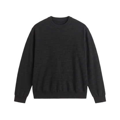 Men's Fine Round Neck Sweatshirt made of Terry Fleece with Ribbed Hem