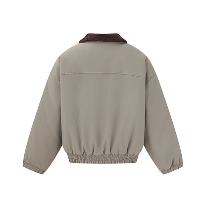 Unisex Boxy Blouson Jacket with Teddy Collar and Elastic Hem EVA-US