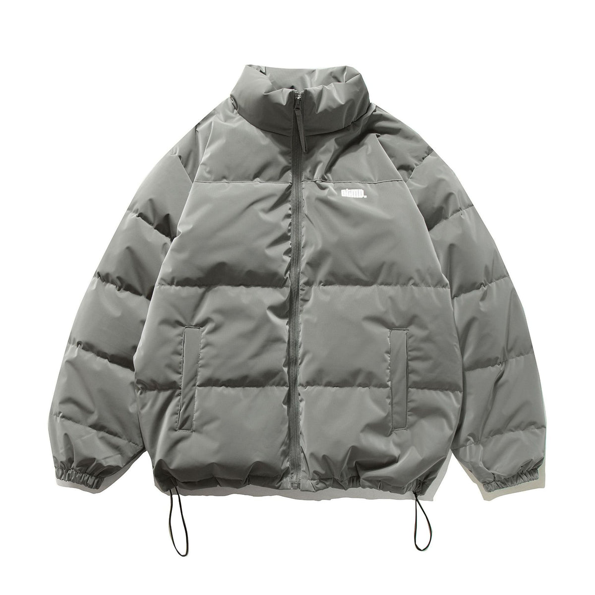 Unisex Short Oversized Quilted Puffer with High Stand-Up Collar and Drawstring EVA-US
