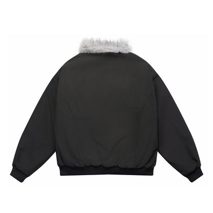 Men's Boxy Bomber Jacket with cozy artificial fur collar and windproof thermal lining EVA-US