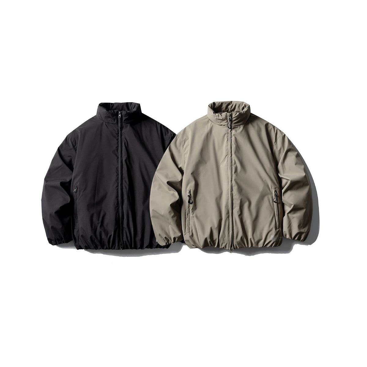 Unisex Short Boxy Thermal Blouson with High Standing Collar, Elastic Hem and Concealed Zipper EVA-US