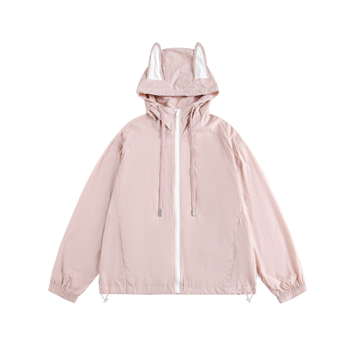 Women Lightweight Hooded Anorak with Ear Applique and Drawstring EVA-US