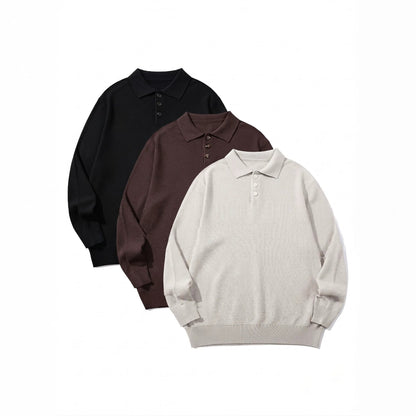 Unisex Waffle Knit Polo in Relaxed Fit with Triple Button Placket and Ribbed Hem EVA-US