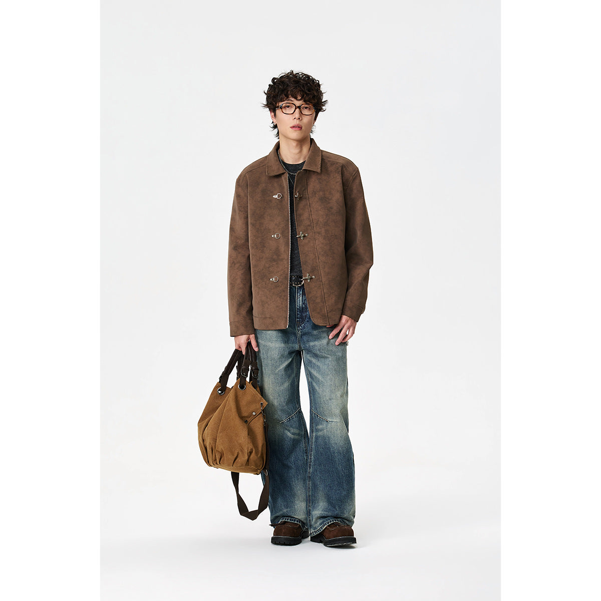 Unisex Short-cut Blouson in suede look with distinctive toggle closures EVA-US