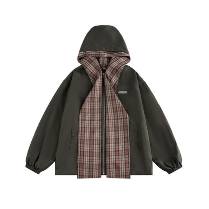 Unisex Two-Layer Hoodie with Checked Inner Placket and Elastic Cuffs EVA-US