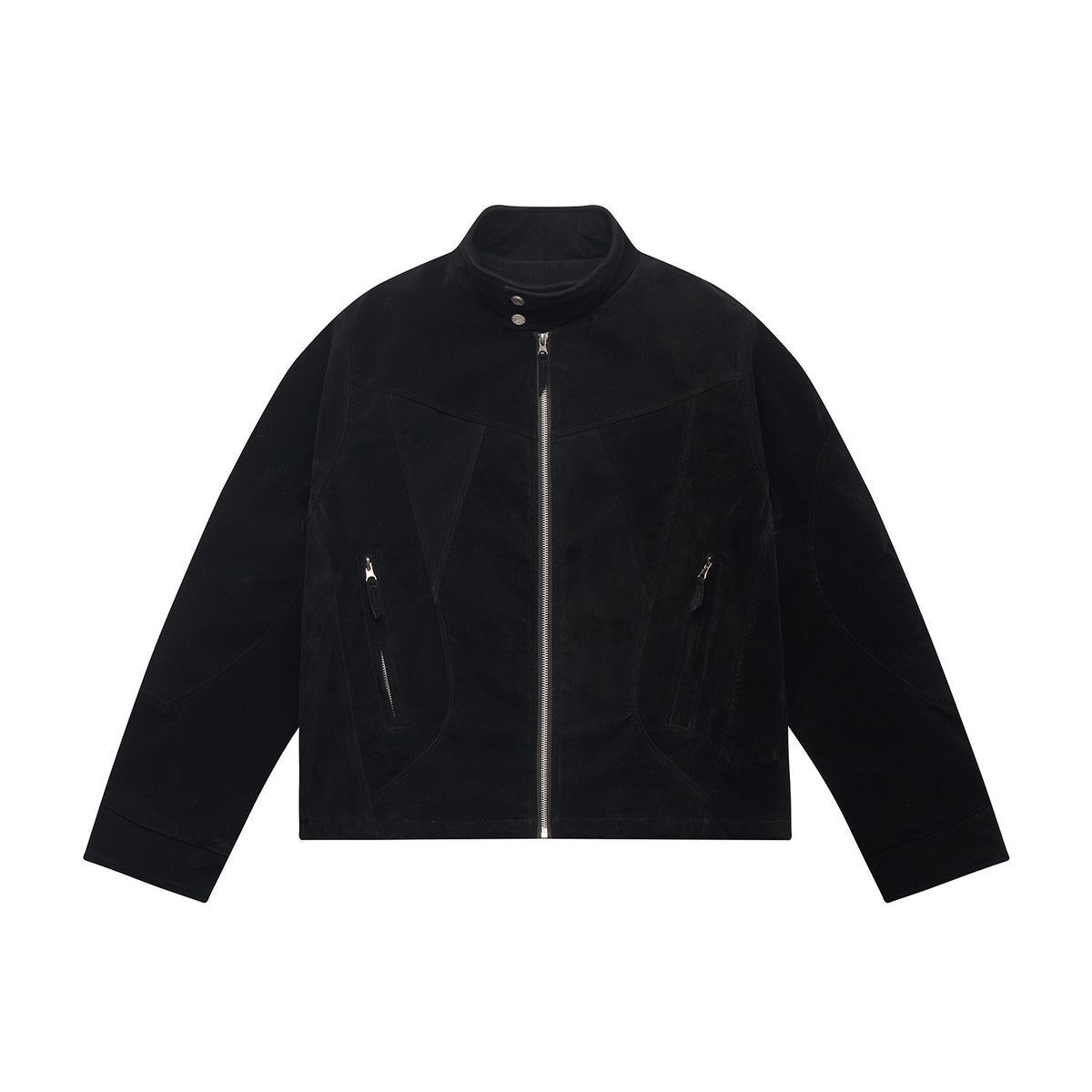 Men's short jacket made of velour suede with high collar and ergonomic seam design EVA-US