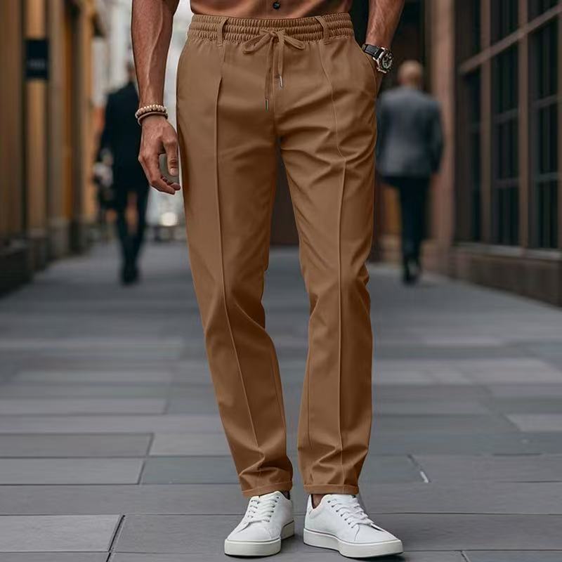 Men's elegant casual pants with elastic waistband and side pockets EVA-US