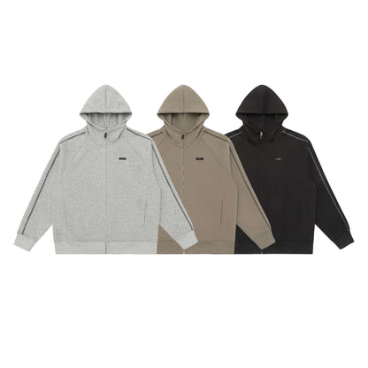 Unisex Oversize Zipper Hoodie with Raglan Seams and Rib Cuffs EVA-US