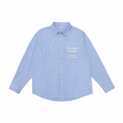Unisex Oversize Stripe Shirt with Stitch Detail and Kent Collar EVA-US