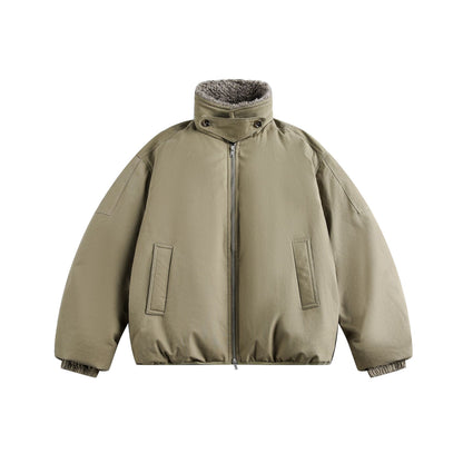 Men's Warm Insulated Field Bomber Jacket with Sheepskin-Look Collar EVA-US