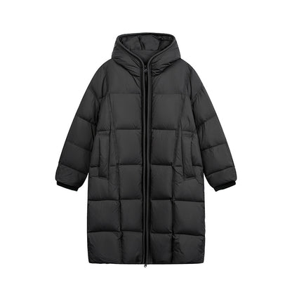 Women's Long Quilted Coat with Hood, Oversize Thermal Insulation EVA-US