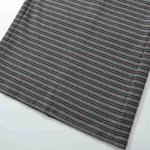 Women's Striped Midi Skirt made of Stretch Jersey with High Waistband and Drawstring EVA-US
