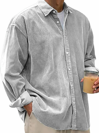 Men's casual cord shirt made of fine corduroy with oversized fit EVA-US