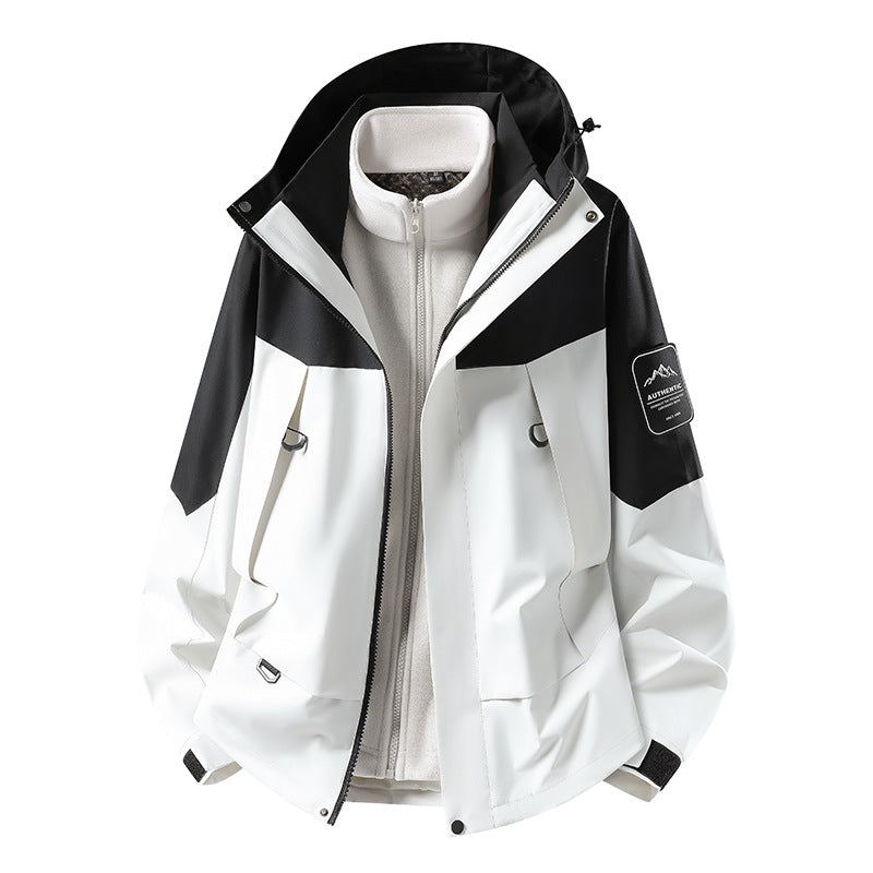 Unisex waterproof two-layer softshell rain jacket with removable fleece lining and hood EVA-US