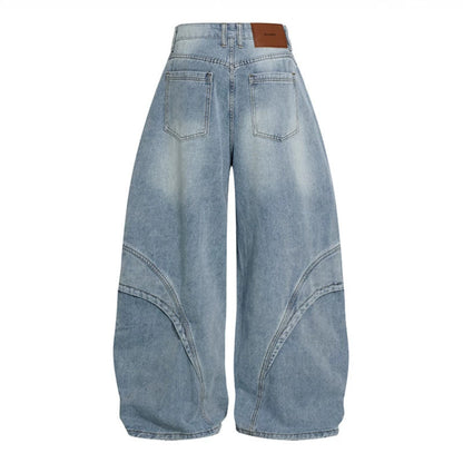 Women's Wide High-Waisted Balloon Jeans with Distinctive Panel Seams EVA-US
