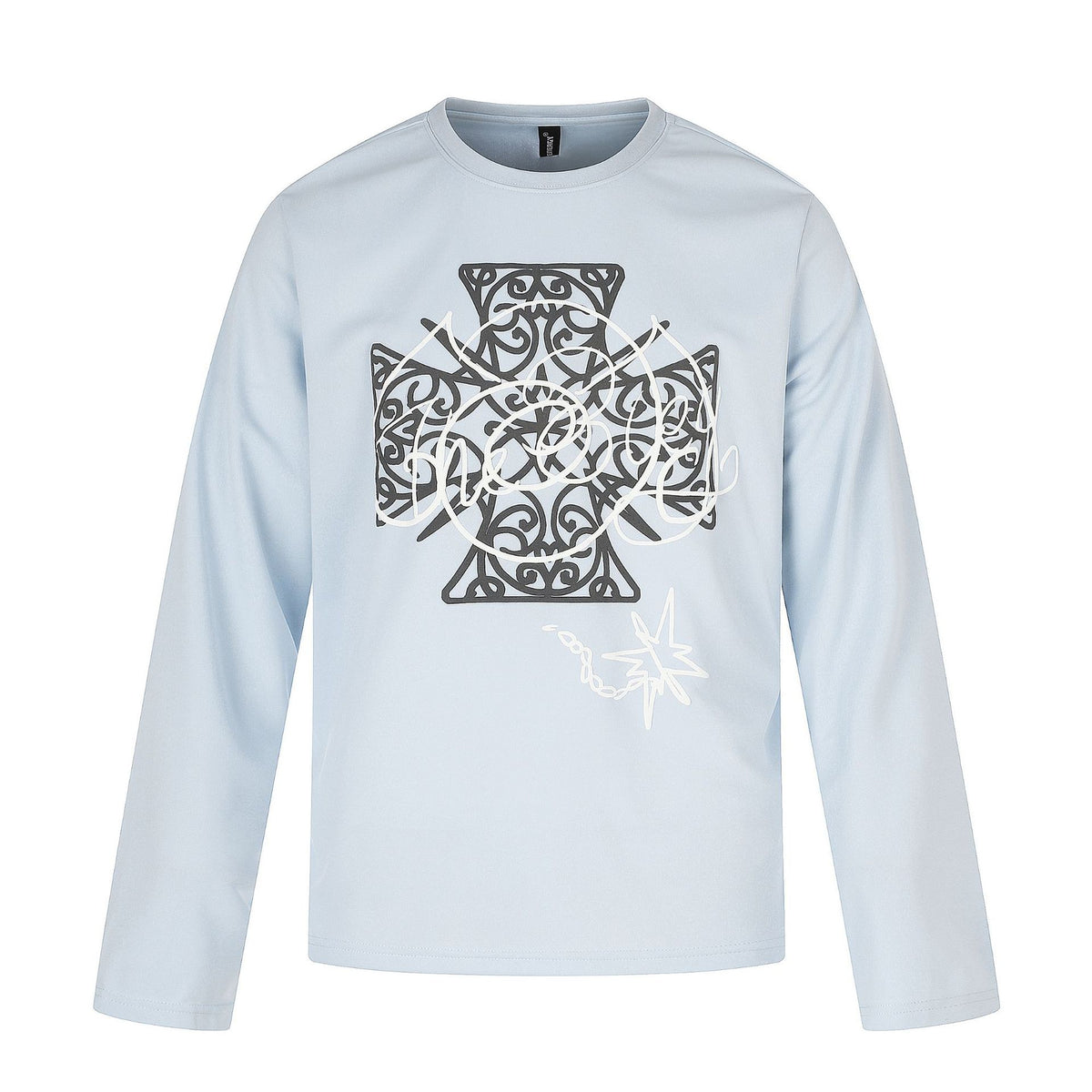 Women's Long Sleeve Round Neck Shirt with Decorative Print EVA-US