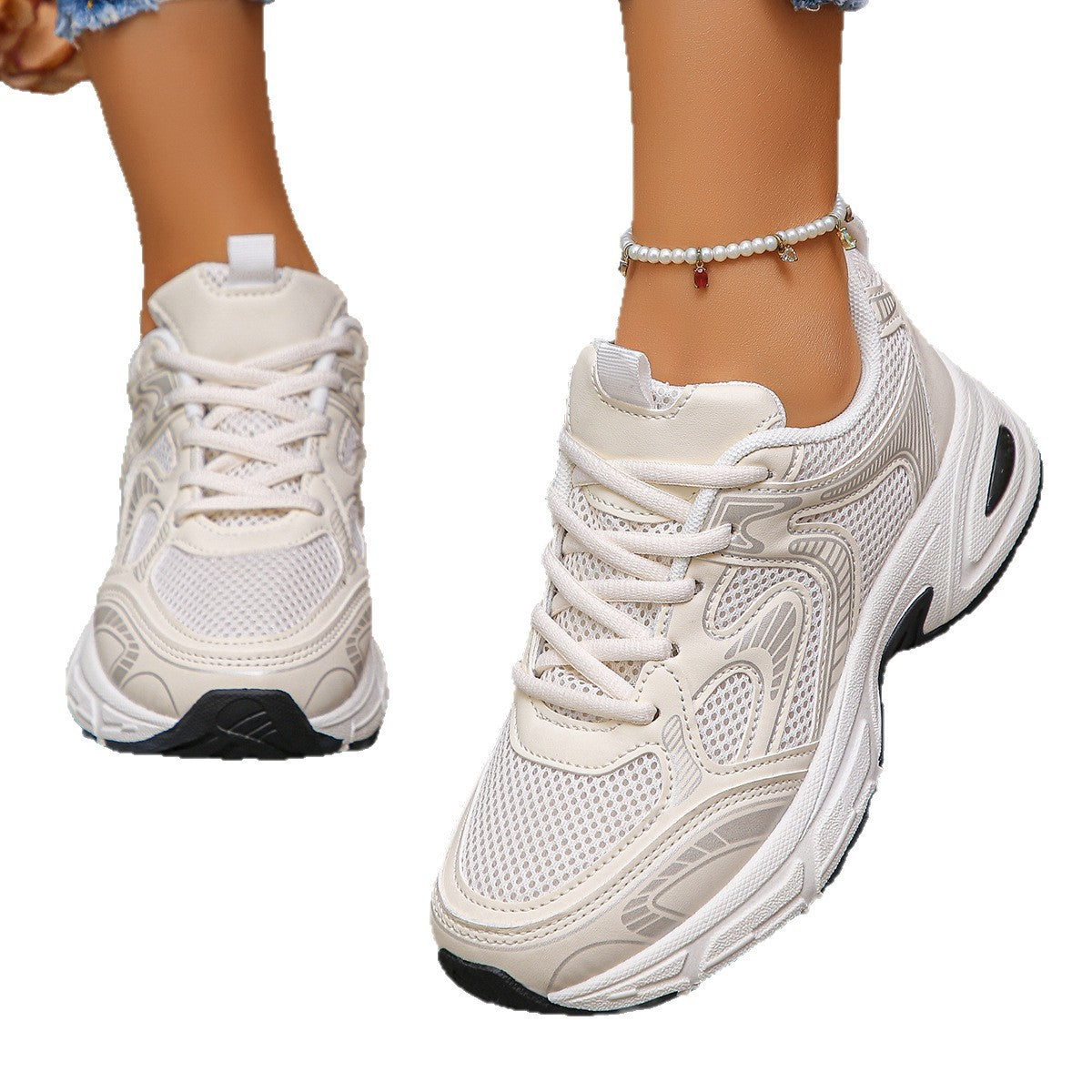 Women Sports Sneakers with Breathable Mesh Design and Cushioning Sole EVA-US