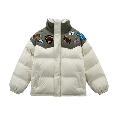 Unisex Padded Puffer Jacket with Embroidered Patch Applications EVA-US